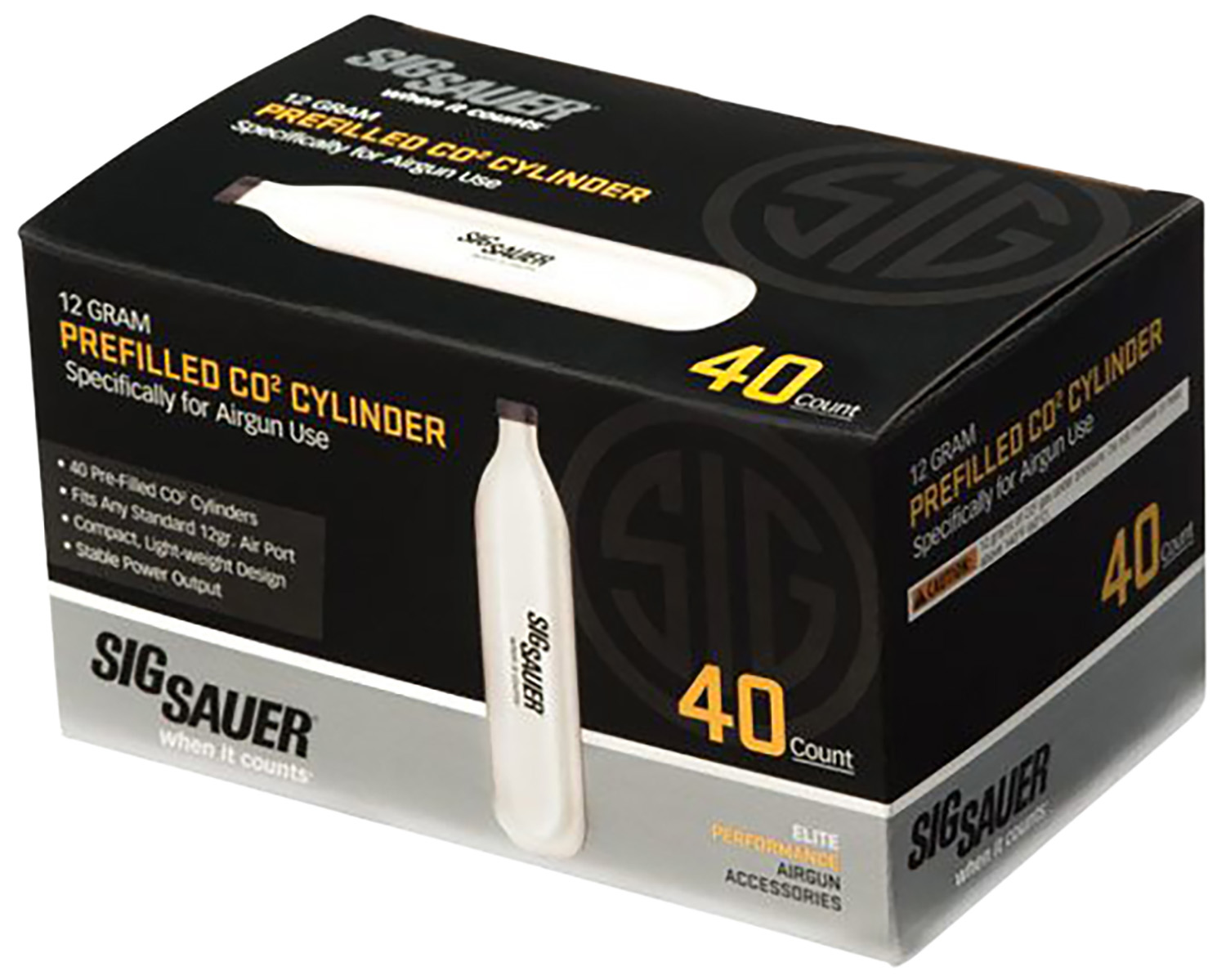 Sig Sauer AC1240 CO2 Cartridges, 12g, 40-Pack, Silver - Sig Sauer
