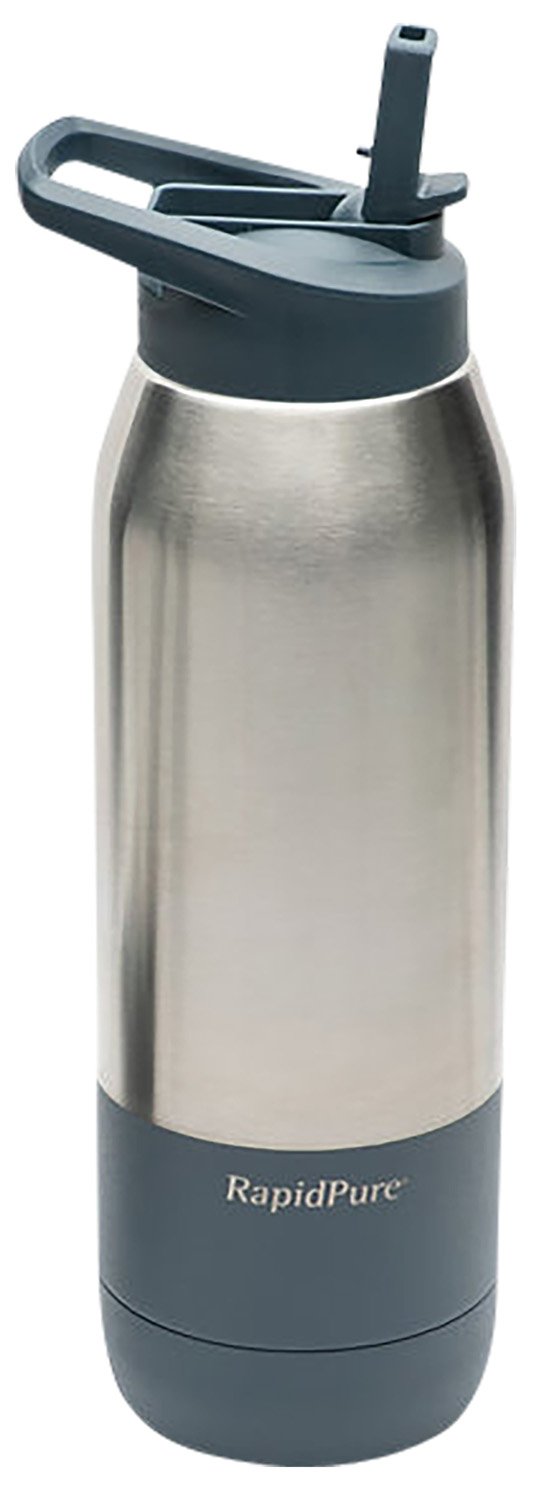 RapidPure 01600124 Purifier + Insulated Steel Bottle Compatible With Most 2.5 Water Bottles, Stainless Steel, 3.5 x 3.5 x 11.1, Includes Ultralight Straw