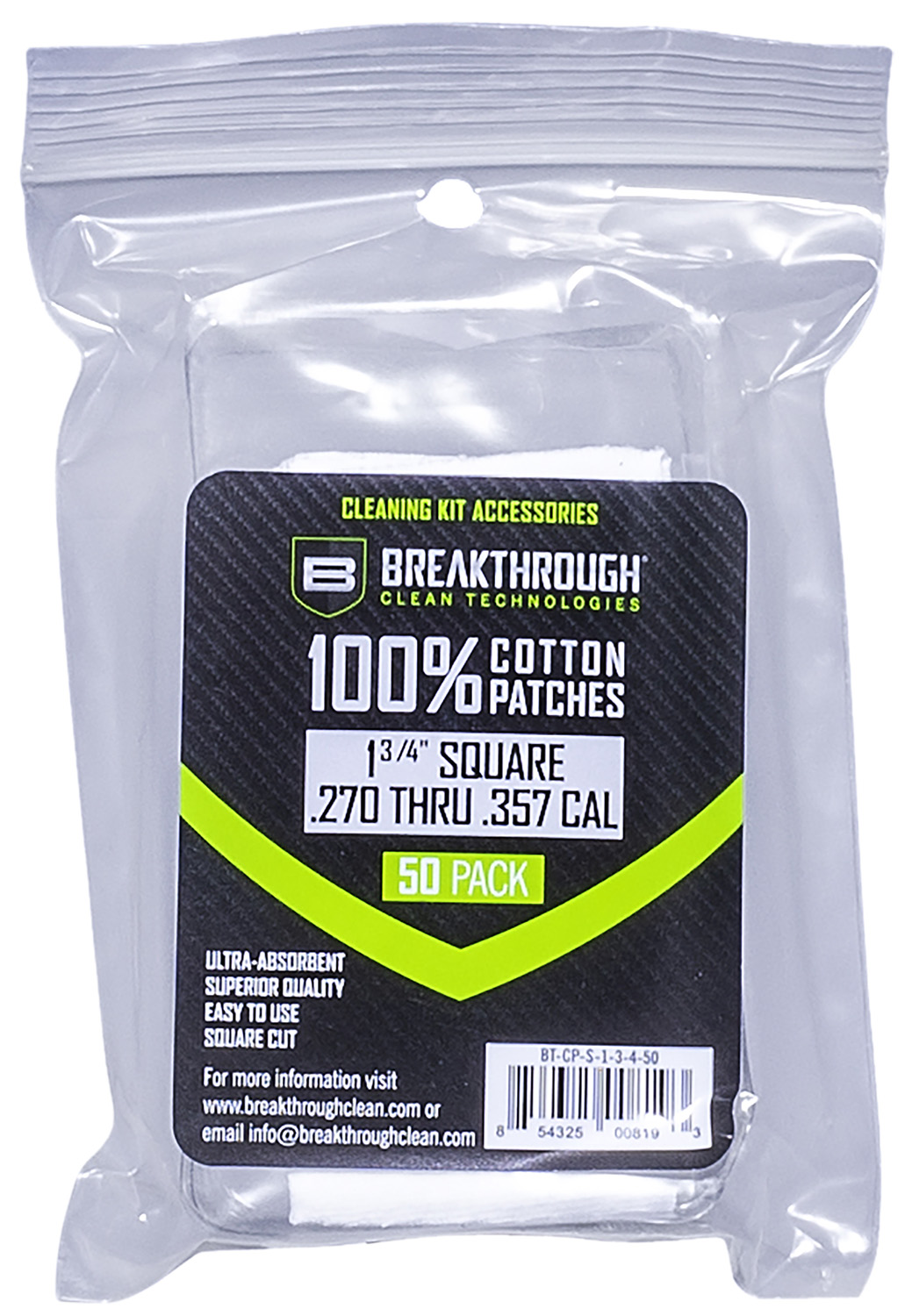 Breakthrough Clean BTCPS13450 Square Patches 270/357 Cal 1.75 50 Pack