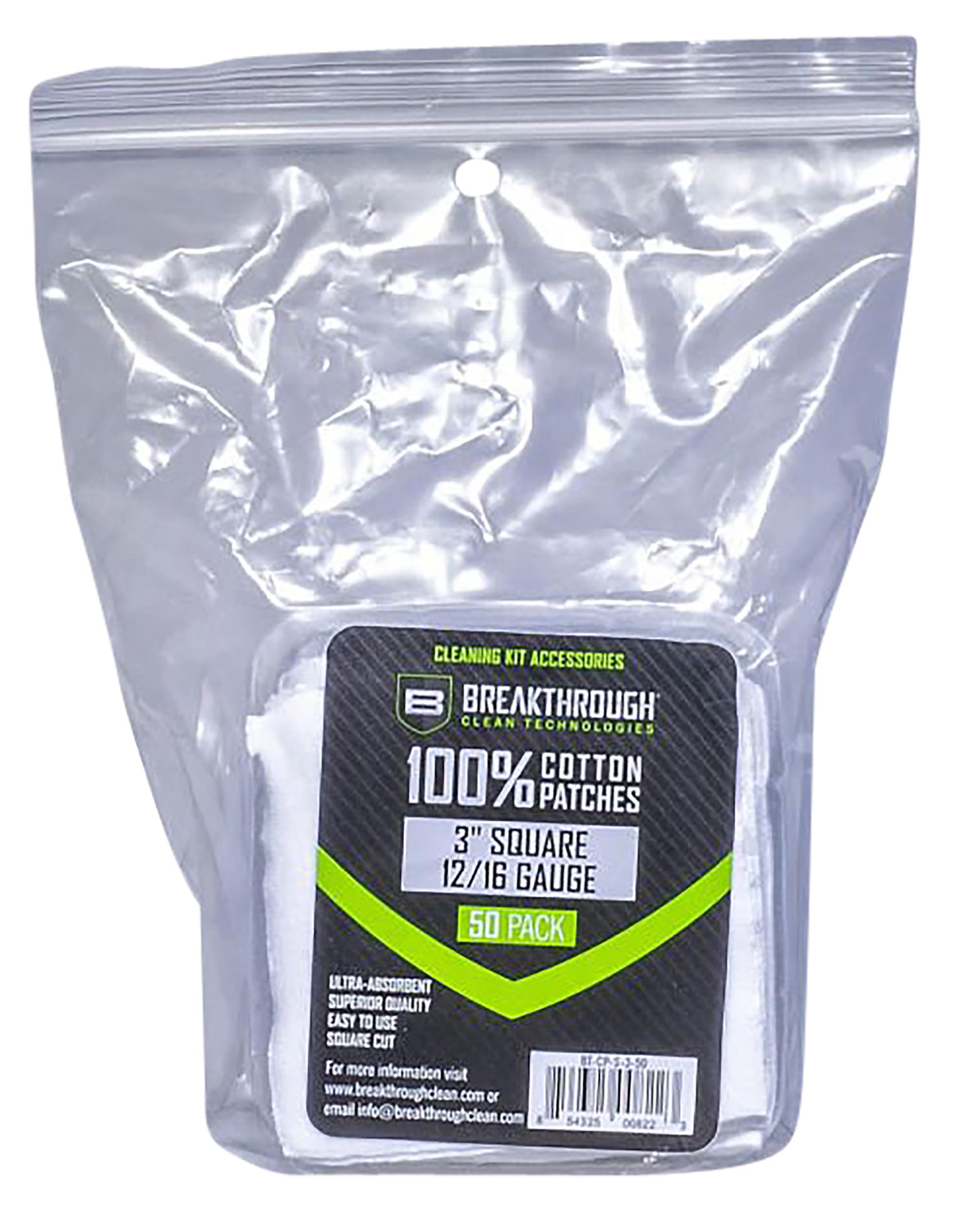 Breakthrough Clean BTCPS350 Square Cleaning Patches 100% Cotton 50 Pack For 12-16 Guage - Breakthrough Clean - .12/.16 GAUGE