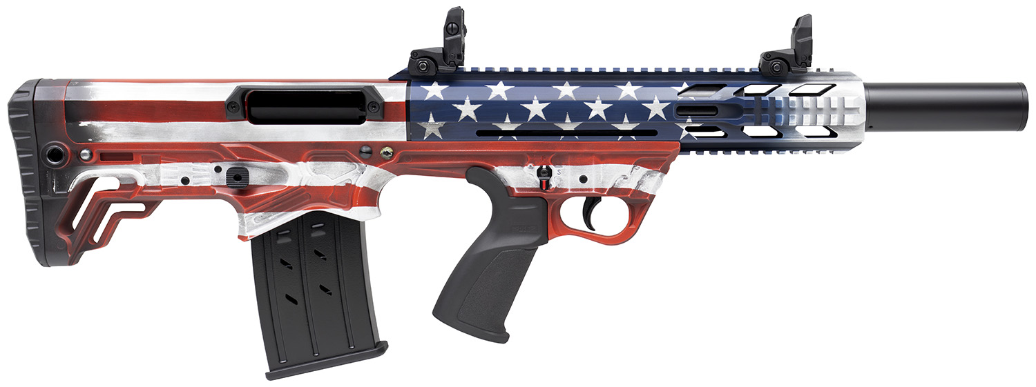 Gforce Arms GFY1USA GFY-1 USA 12 Gauge Semi-Auto 3 5+1 18.50 Black Threaded Barrel, American Flag Aluminum Receiver w/Picatinny Rail, American Flag Bullpup Polymer Stock, Black Polymer Grip