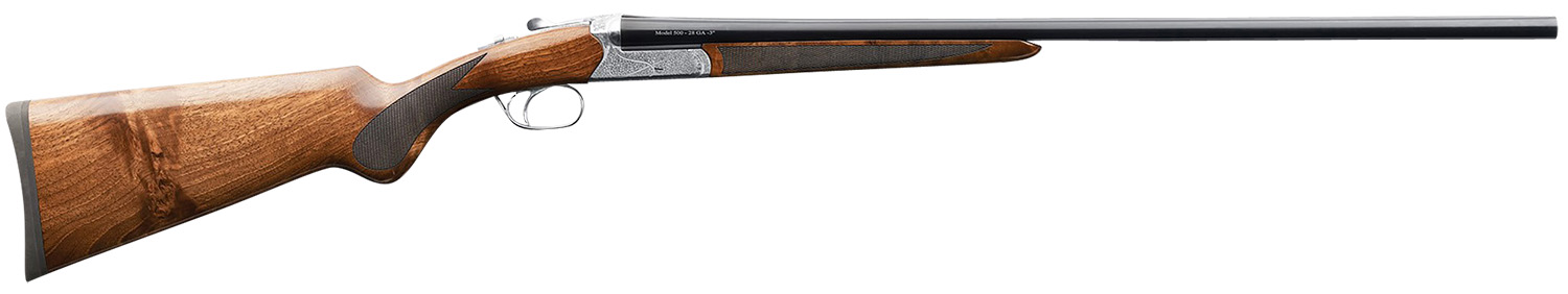 Charles Daly 930339 500  12 Gauge 3 2rd 28 Gloss Blued Steel Side by Side Barrel, Engraved Silver Steel Receiver, Oiled Walnut Fixed Checkered Stock & Forend, Includes 5 Choke Tubes