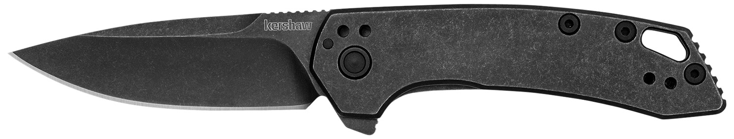 Kershaw Radar 2.90" Folding Drop Point Plain Black Oxide Blackwash 8Cr13MoV SS Blade & Stainless Steel Handle Includes P