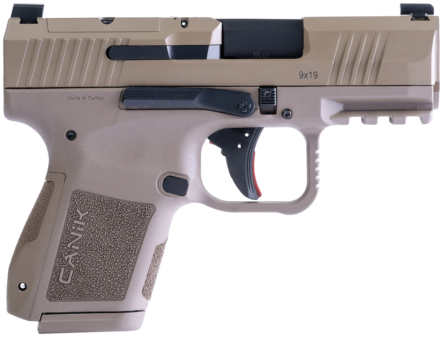 Canik HG7620DN Mete MC9 9mm Luger 12+1/15+1 3.18" Black Steel Barrel, Flat Dark Earth Cerakote Optic Ready/Serrated Slide, FDE Polymer Frame w/Picatinny Rail, Textured Flat Dark Earth Polymer Grips
