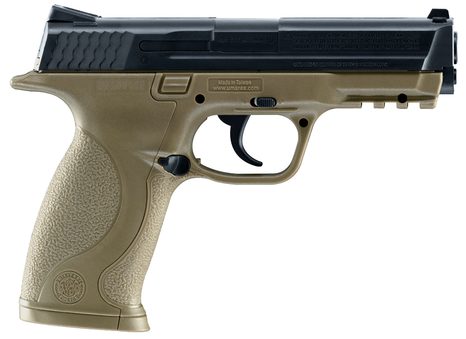 Umarex S&W Air Guns 2255051 S&W M&P CO2 177 BB 19+1 4.25" FDE Polymer Grips-img-0