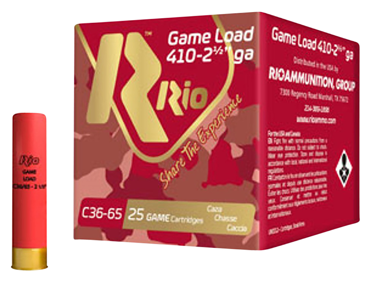 Rio Ammunition RC368 Game Load 410 Gauge 2.5" 1/2oz 8 Shot 25/Box