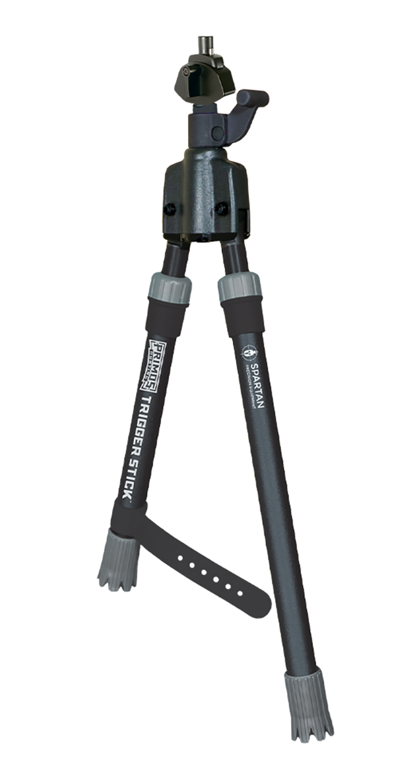 Primos Trigger Stick Gun Mounted Bipod Short Black with Spartan Technology - Quick Adjust, Magnetic Attachment System, Sturdy Steel