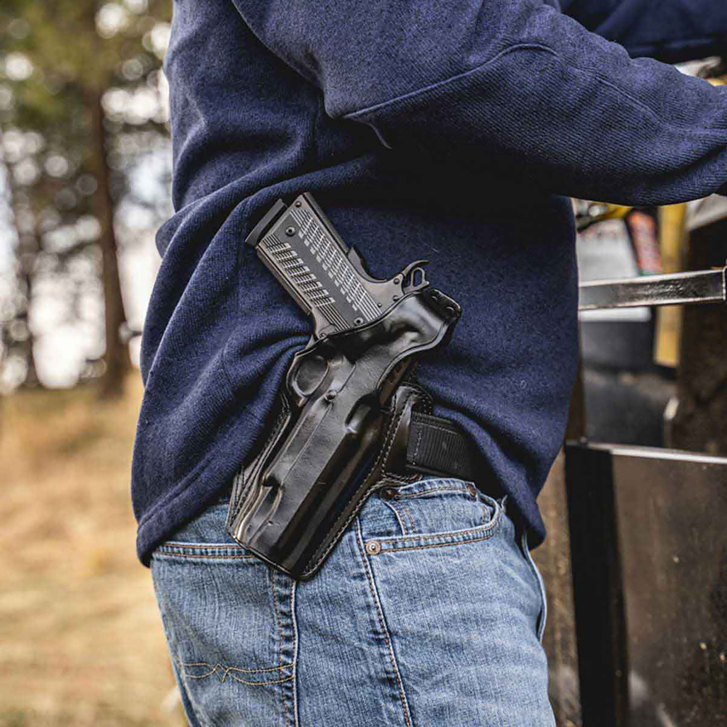 Galco FL838RB Fletch OWB Black Leather Holster for Sig P365 Right Hand