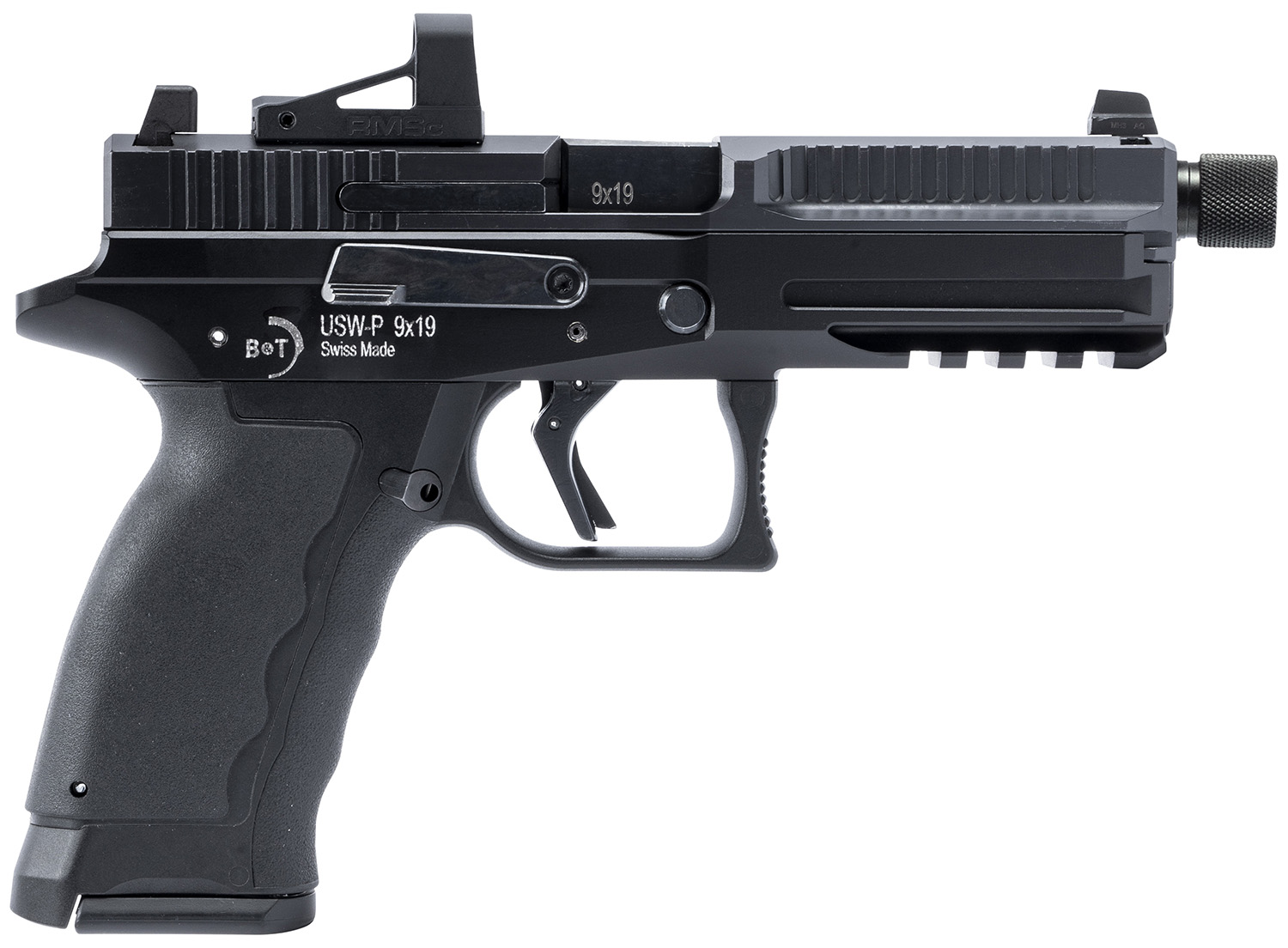 B&T BT490002 USW-P 9mm 17+1/19+1 4.90" Threaded Barrel Black