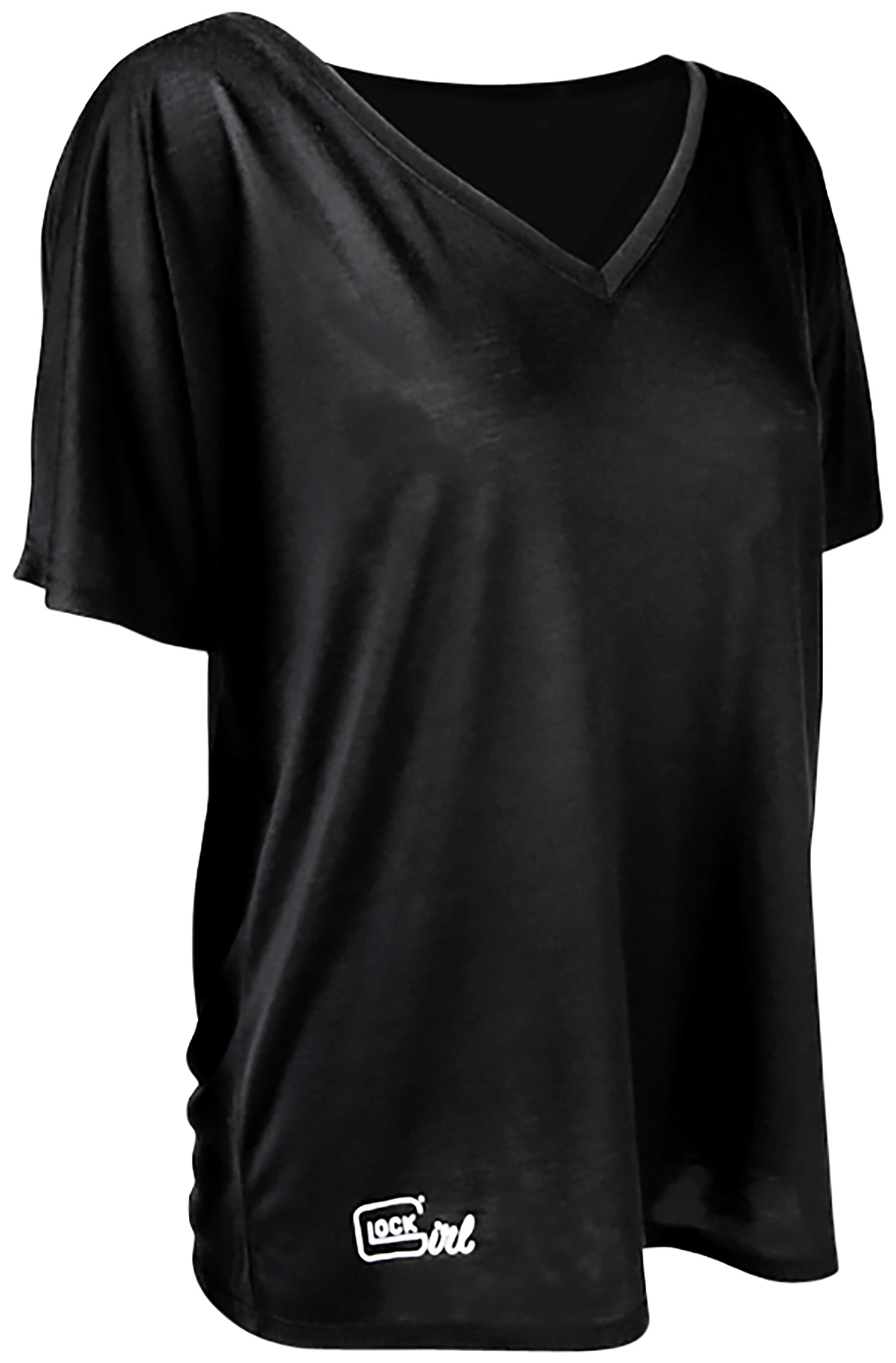 Glock AP960350 Girl Relaxed Black V-Neck Shirt Small Pre-Shrunk Cotton