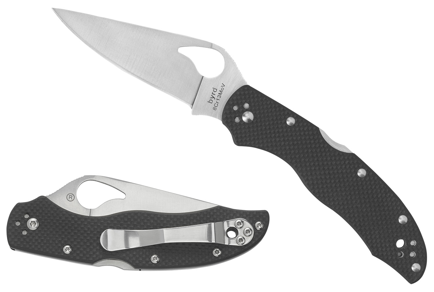 Spyderco BY01GPS2 Harrier 2  3.39 Folding Drop Point Part Serrated Stonewashed 8Cr13MoV SS Blade, Black Textured G10 Handle, Includes Pocket Clip