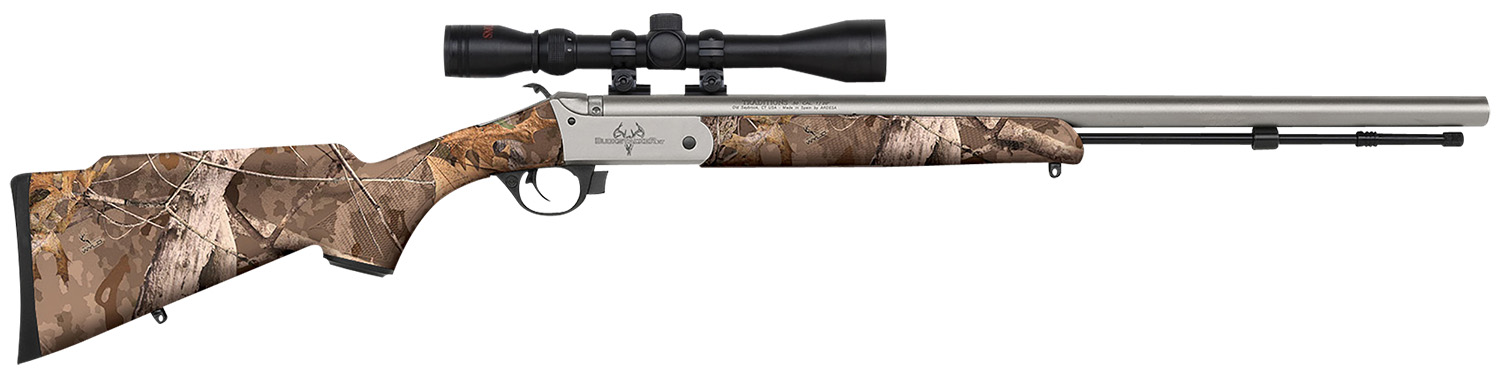 Traditions R5721108432 Buckstalker XT 50 Cal 209 Primer 24, Stainless Cerakote Barrel/Rec, Next Wyld Camo Synthetic Stock, 3-9x40mm Scope