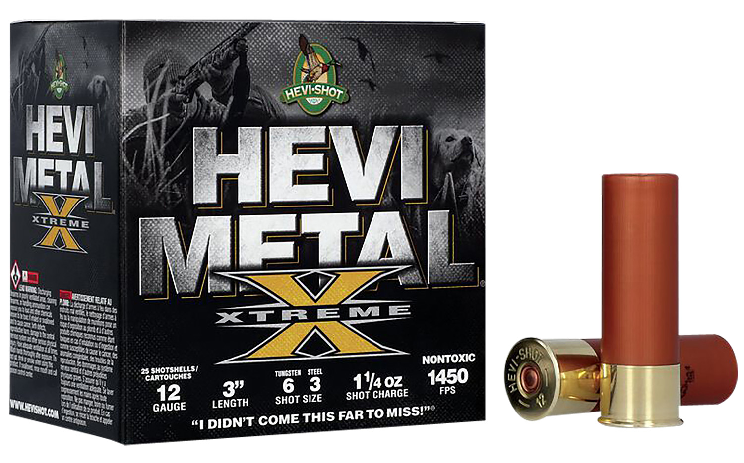 HEVI-Shot Hs38126 HEVI-Metal Extreme 12 Gauge 3" 1 1/4 Oz Steel, Tungsten 6 & 3 Shot 25 Per Box/ 10 Cs