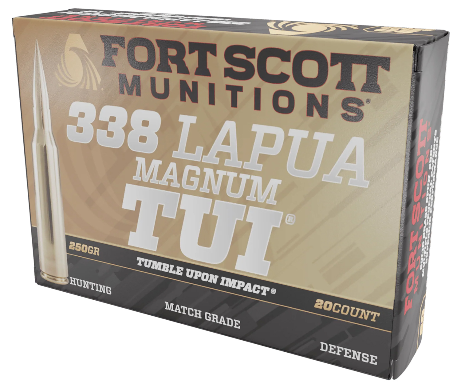 Fort Scott Munitions 338 Lapua Magnum Ammo 250gr Solid Brass Spun SBS