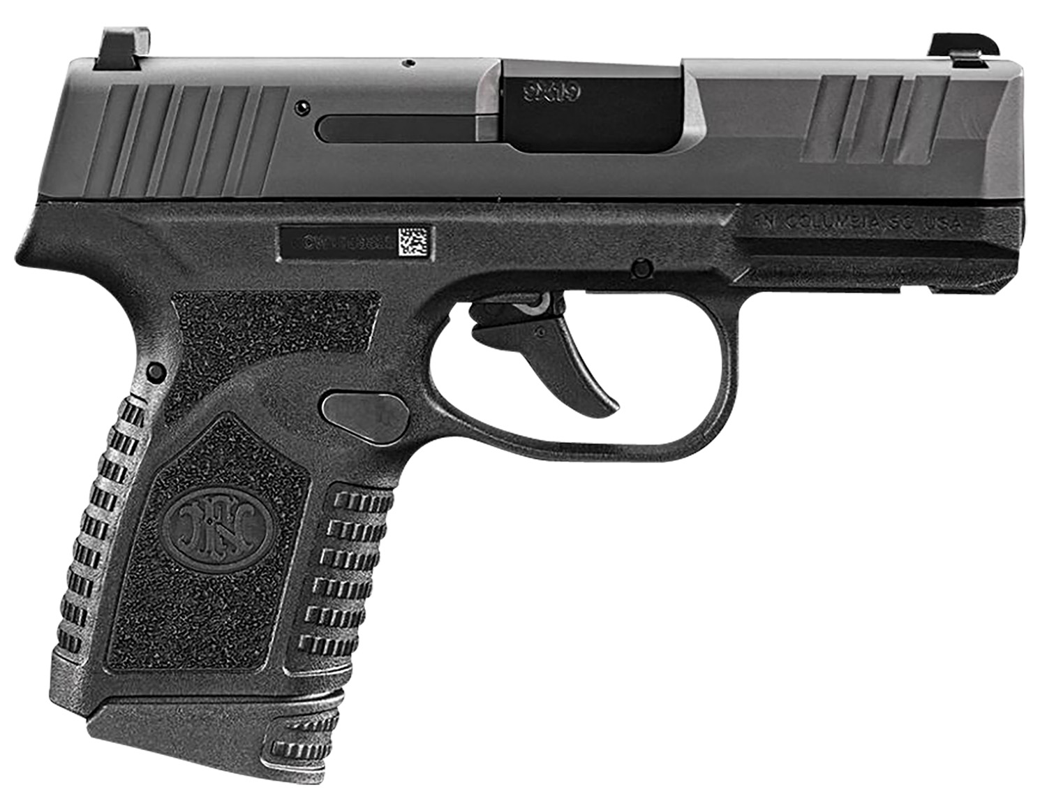 FN 66101408 Reflex  Micro-Compact Frame 9mm Luger 15+1/11+1, 3.30" Black Target Crown Steel Barrel, Black PVD Serrated Steel Slide & Polymer Frame w/Picatinny Rail, Ambidextrous