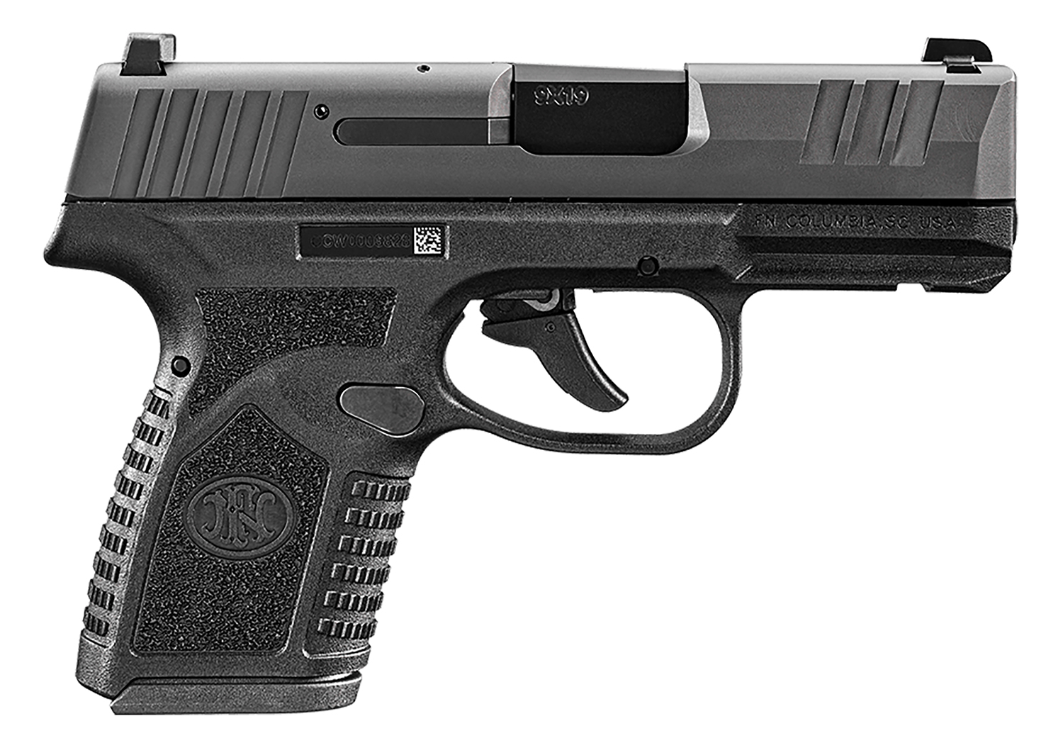 FN 66101412 Reflex  Micro-Compact Frame 9mm Luger 10+1, 3.30" Black Target Crown Steel Barrel, Black PVD Serrated Steel Slide & Polymer Frame w/Picatinny Rail, Ambidextrous