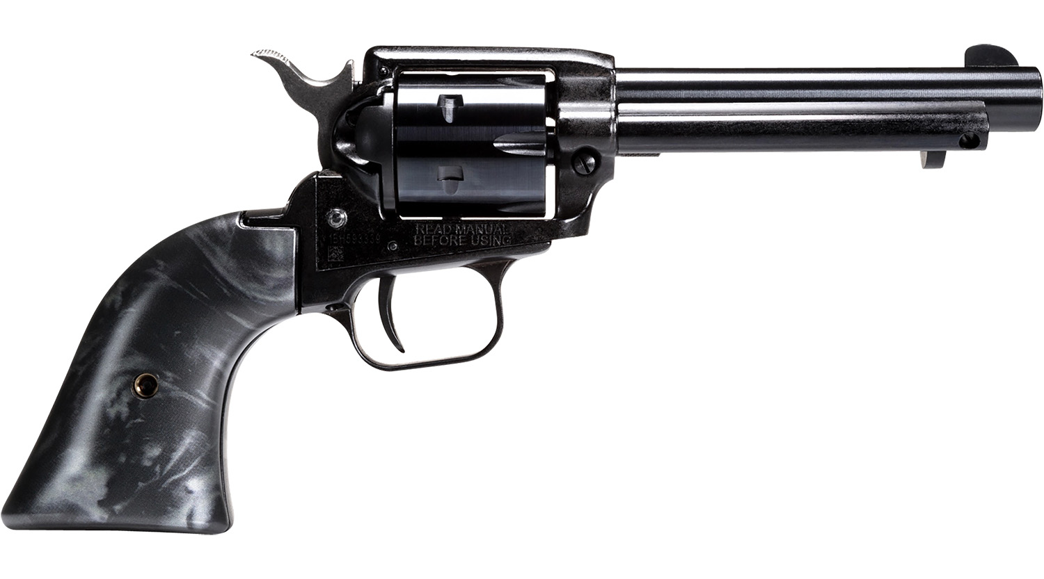 Heritage Mfg RR22B4BP Rough Rider  22 LR 6 Shot, 4.75" Black Oxide Steel Barrel, Black Oxide Zinc Alloy Frame, Black Oxide Cylinder, Black Pearl Grip, Manual Safety, Exposed Hammer