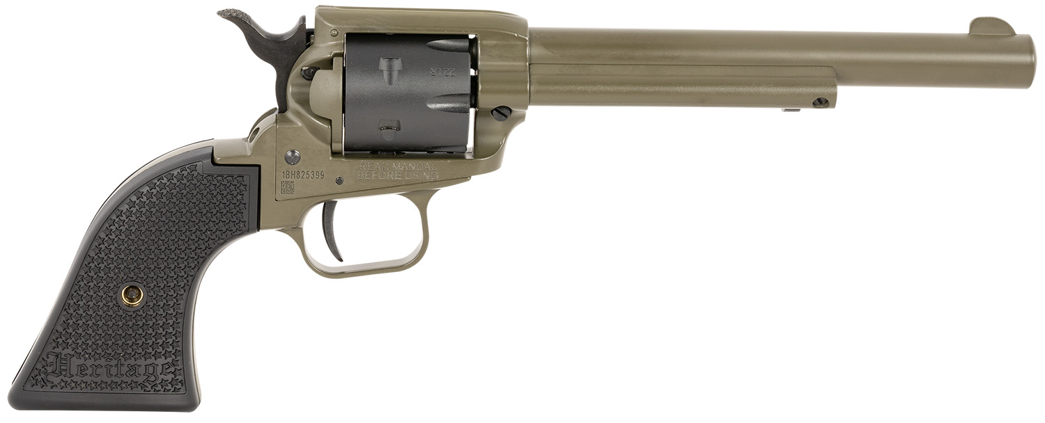 Heritage Mfg RR22T6 Rough Rider  22 LR 6 Shot 5.50 OD Green Cerakote Barrel, OD Green Cerakote w/Black Accents Frame, Black Cerakote Cylinder, Black Star Polymer Grips