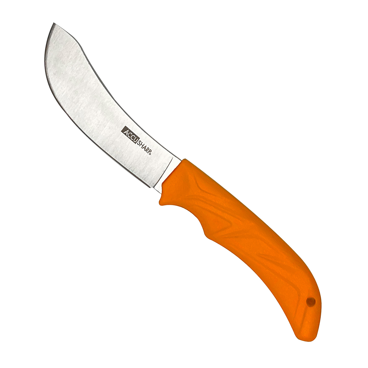 AccuSharp 732C Butcher 4" Fixed Plain Stainless Steel Blade/Blaze Orange Ergonomic Anti-Slip Rubber Handle
