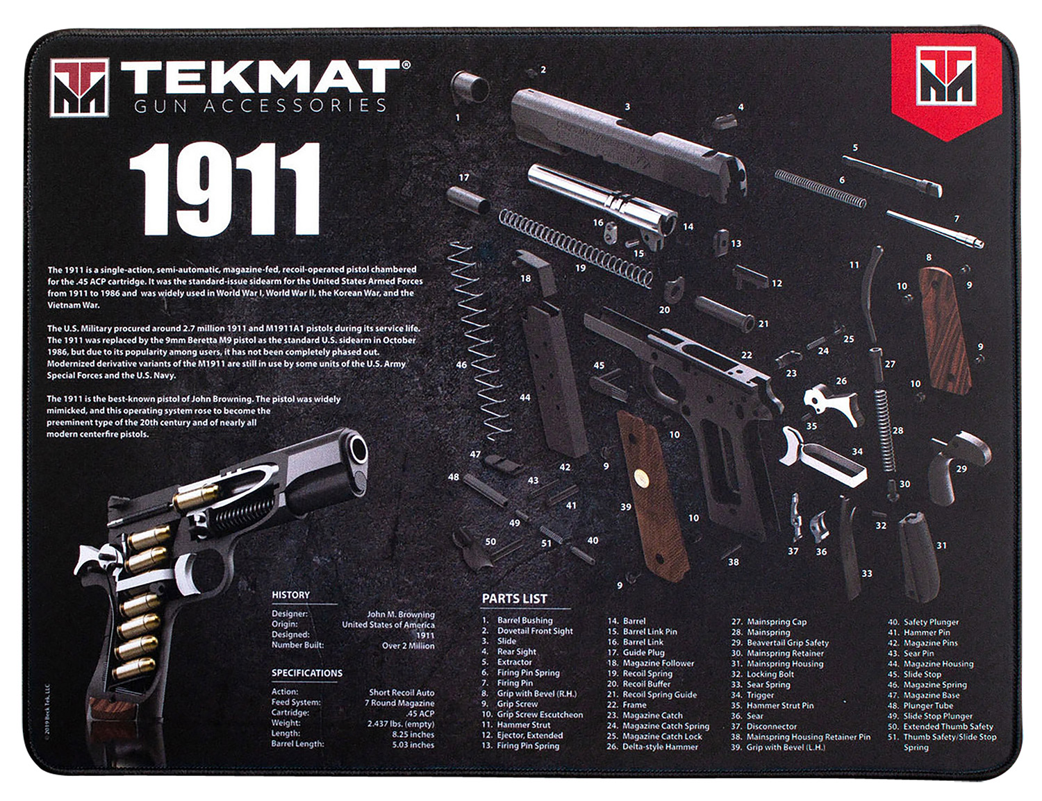 TekMat TEKR2019113D 1911 3D Ultra 20 Cleaning Mat