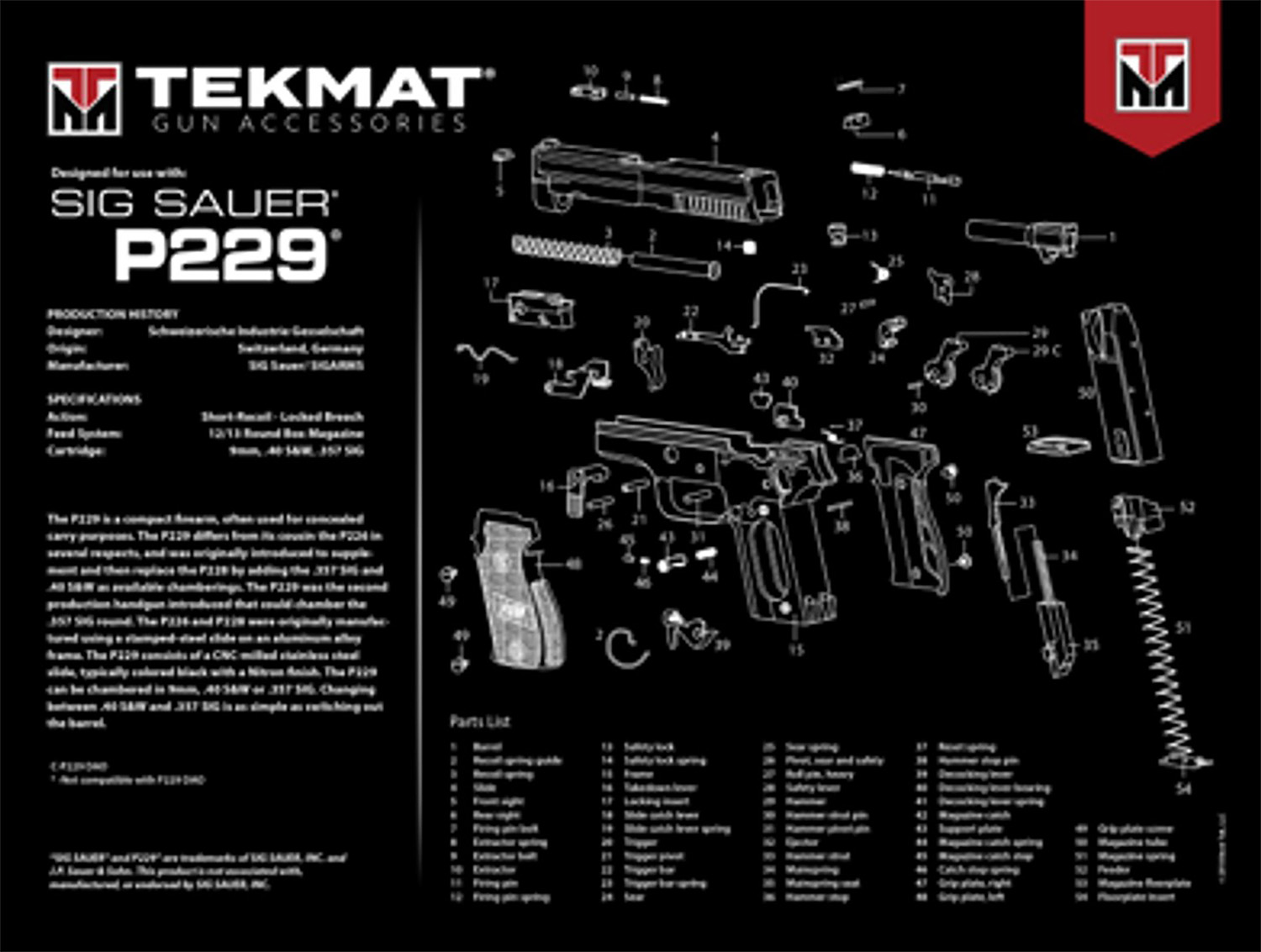 TekMat TEKR20SIGP229 Sig Sauer P229 Ultra 20 Cleaning Mat Sig P229 Parts-img-0