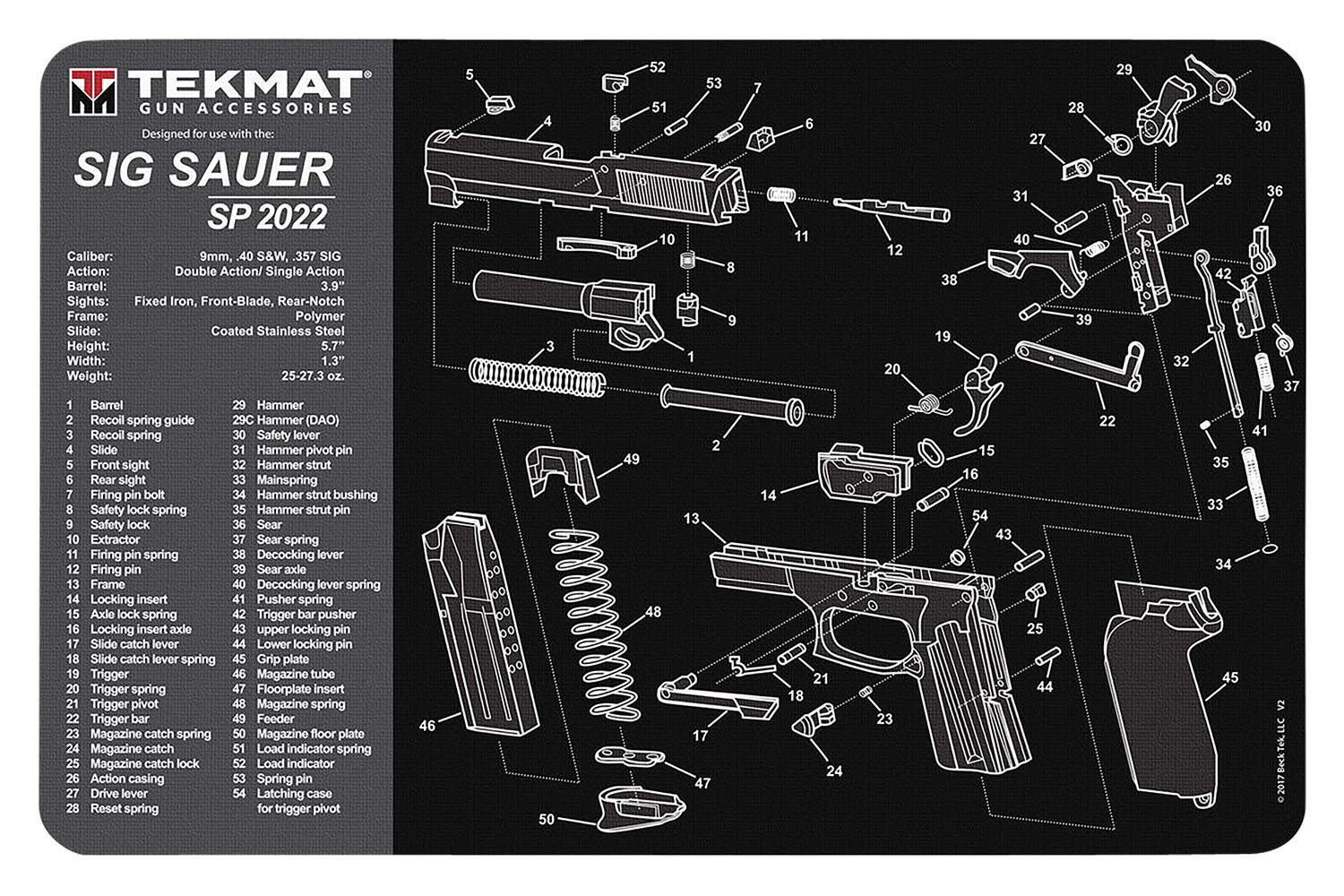 TekMat TEKR17SIGSP2022 Sig Sauer SP2022 Cleaning Mat Sig SP2022 Parts...-img-0