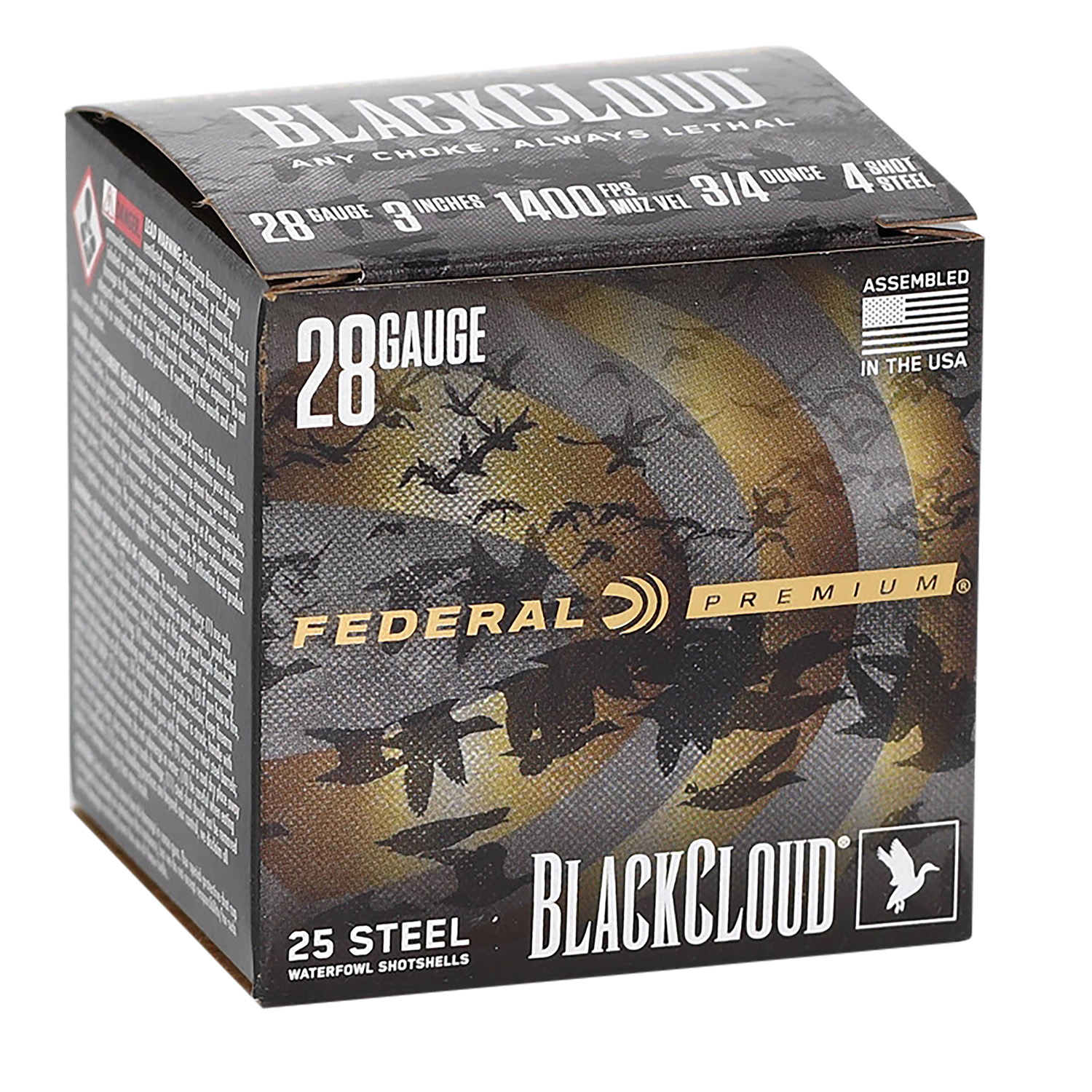Federal PWBX2854 Black Cloud 28 Gauge 3 in 3/4 oz #4 Steel Shot 25 Rounds