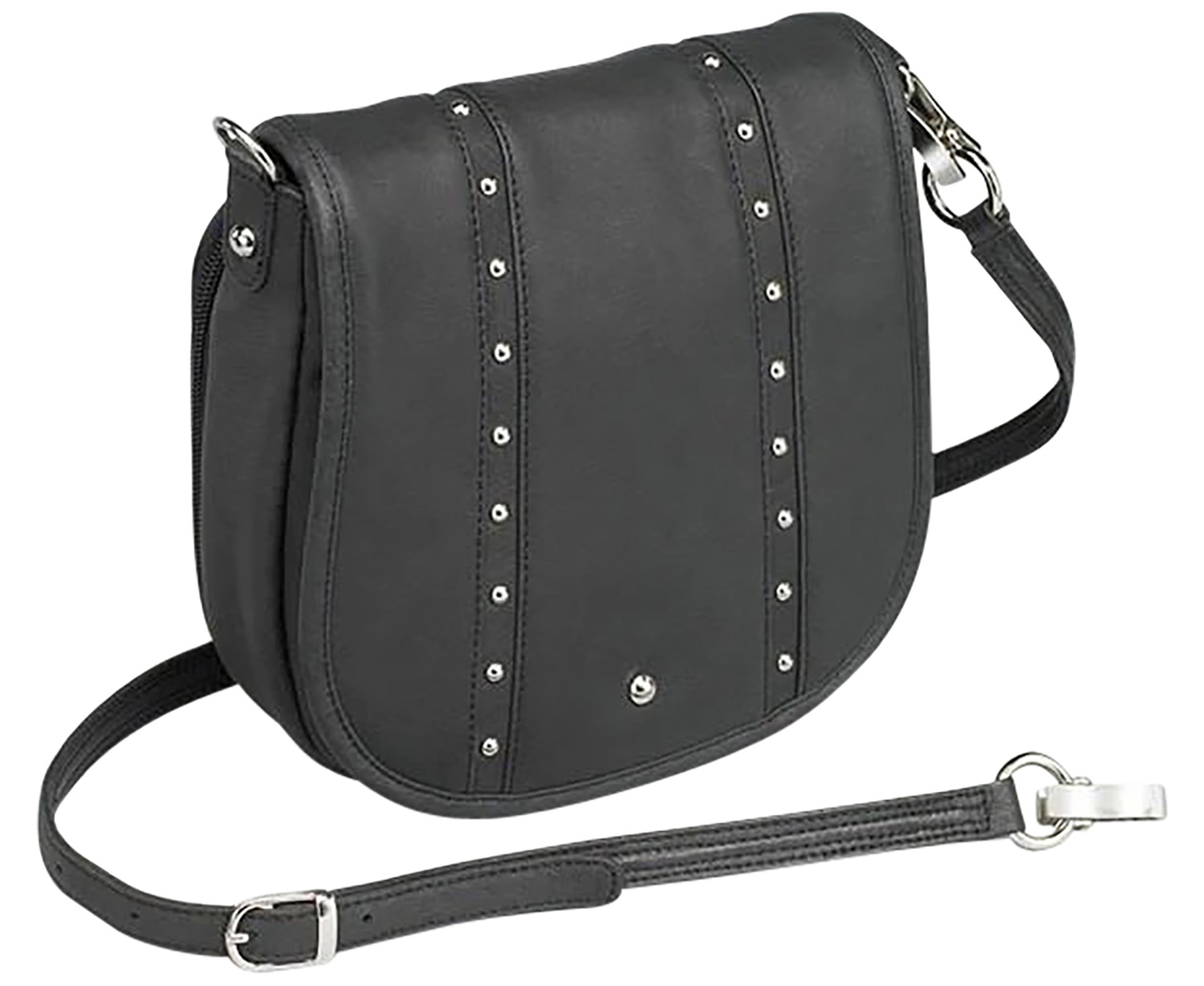 GTM GTM-18/BK Studded Flap Black Leather Handbag