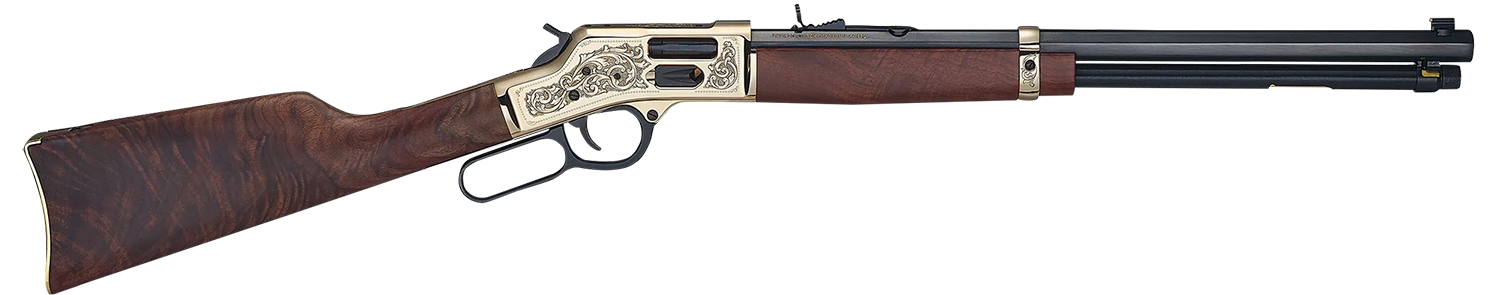 Henry H006GMD Side Gate Deluxe 357 Mag/38 Special 10+1 20 Blued Octagon Barrel, Engraved Polished Brass Rec, Semi-Fancy American Walnut Stock, Adj. Sight