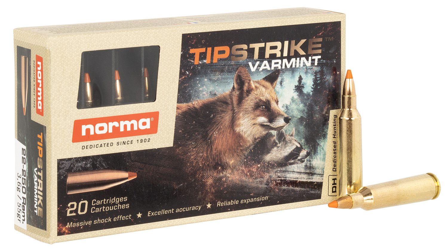 Norma Ammunition Tipstrike 22-250Rem 55Gr 20/10 20157372