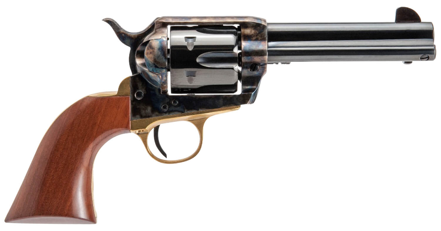 Cimarron PPP9MM Pistolero  9mm Luger 6 Shot, 4.75 Blued Barrel & Cylinder, Color Case Hardened Frame, Walnut Grip