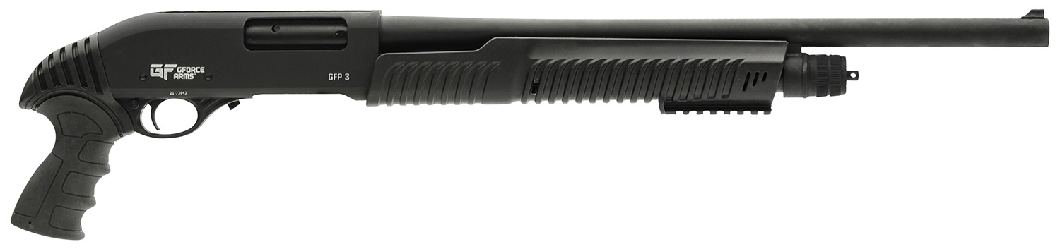 Gforce Arms GFP3REX GFP3REX  12 Gauge Pump 3 4+1 20 Black Steel Barrel, Black Picatinny Rail Receiver, Black Rubber Grip