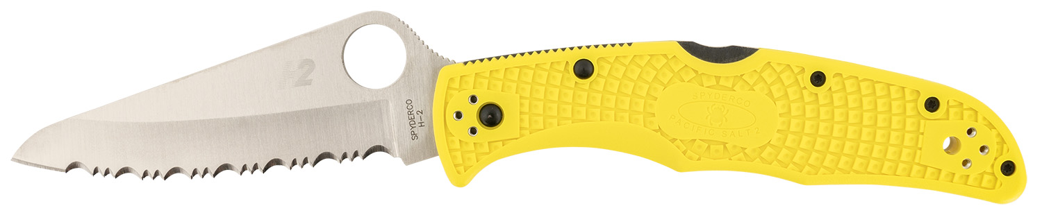 Spyderco C91SYL2 Pacific Salt 2 3.78" Serrated H2 Steel Yellow Handle