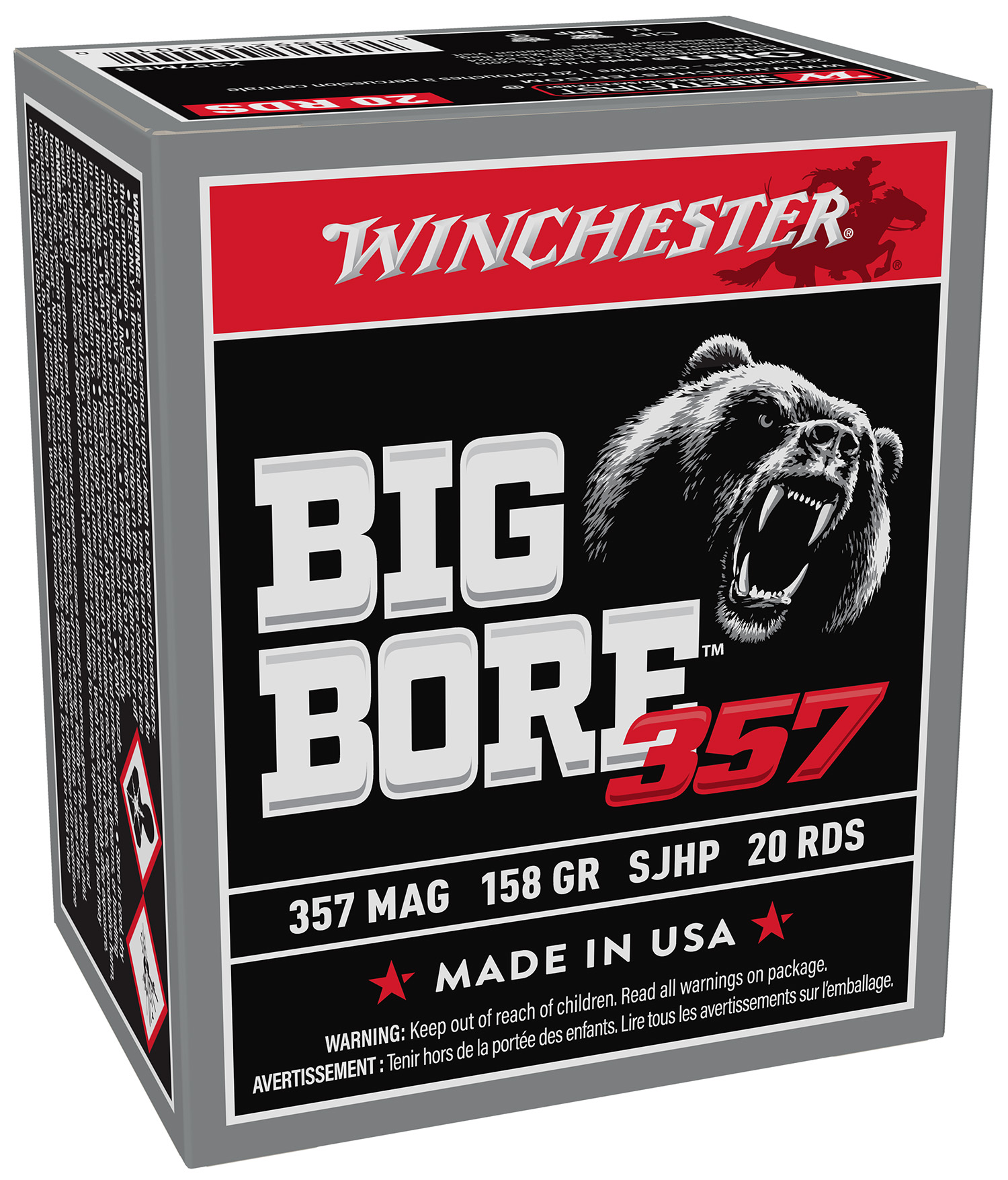 Winchester Ammo X357MBB Big Bore 357 Mag 158 gr Semi-Jacketed Hollow Point (SJHP) 20 Per Box/ 10 Cs