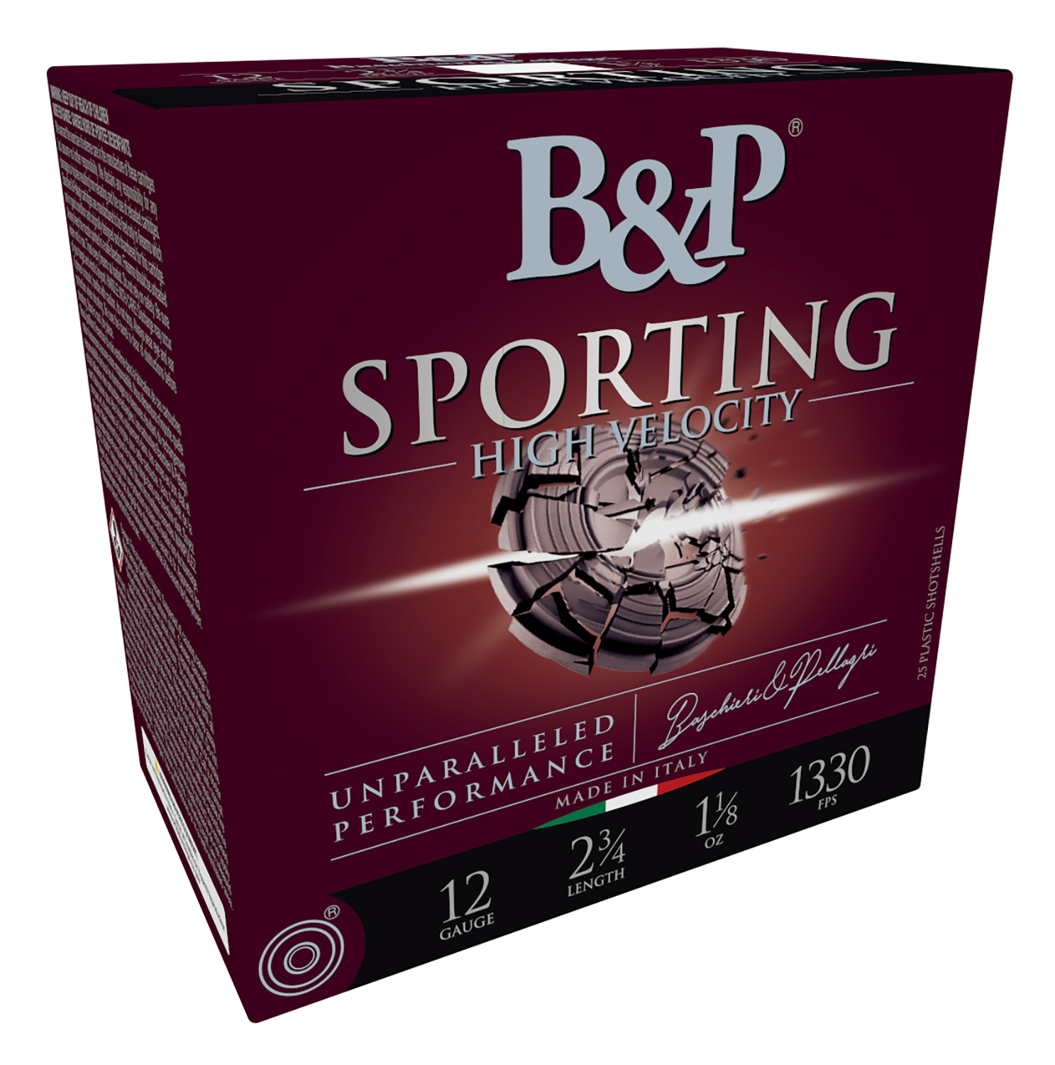 B&P 12B8SCH8 Sporting Clay 12Gauge 2.75” 1 1/8oz 8Shot 25 Per Box/10 Case