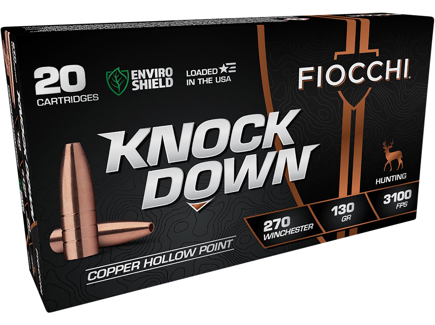 Fiocchi 270CHA Knock Down Enviro Shield 270Win 130gr Hollow Point 20 Per