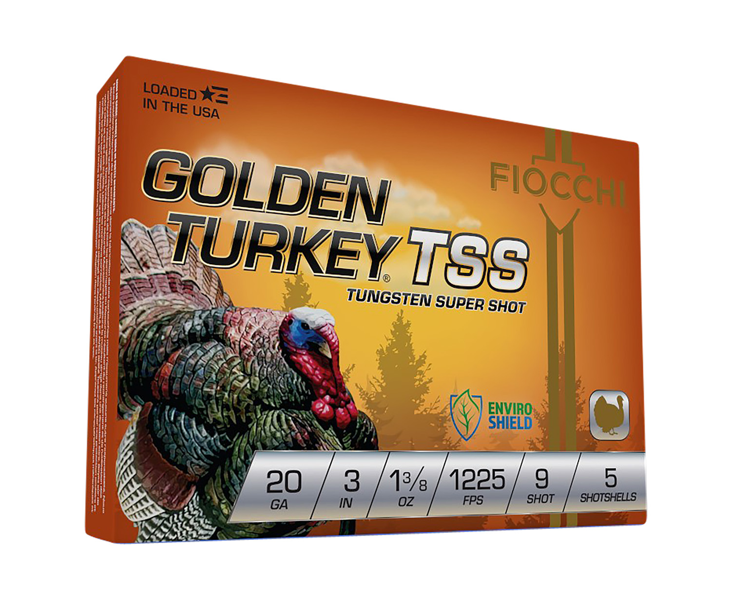Fiocchi 203TSS9 Golden Turkey TSS 20 Gauge 3" 1 3/8 Oz 9 Shot 5 Per Box/ 10 Cs