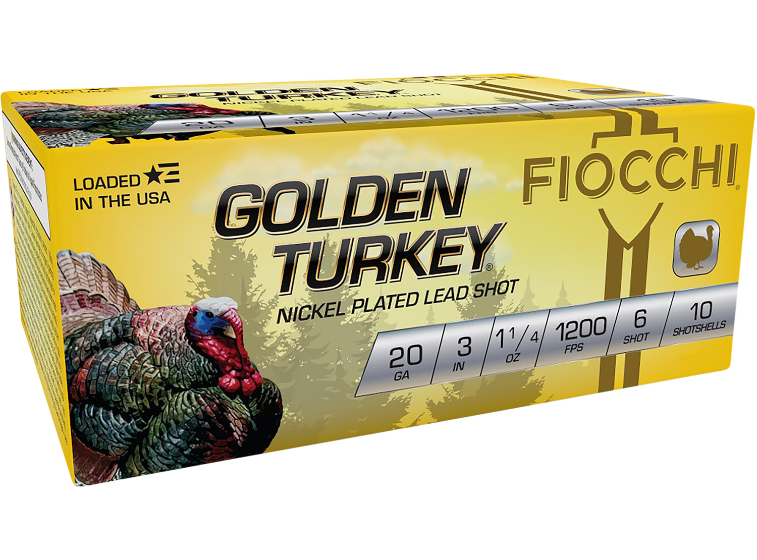 Fiocchi 203TRKC6 Golden Turkey  20Gauge 3 1 1/4oz 6Shot 10 Per Box/10 Case