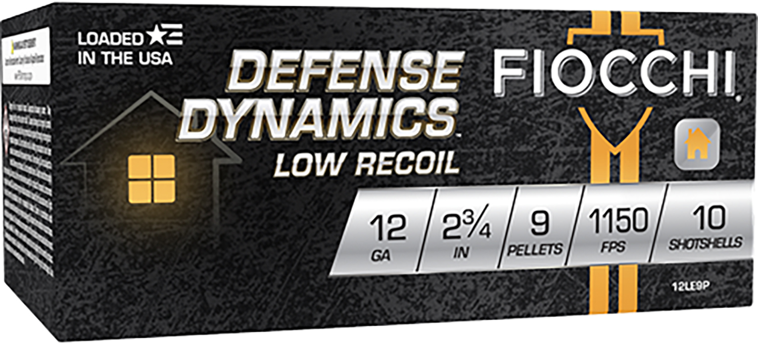 Fiocchi 12LE9P Defense Dynamics Low Recoil 12Gauge 2.75 1Buck Shot 10 Per Box/25 Case
