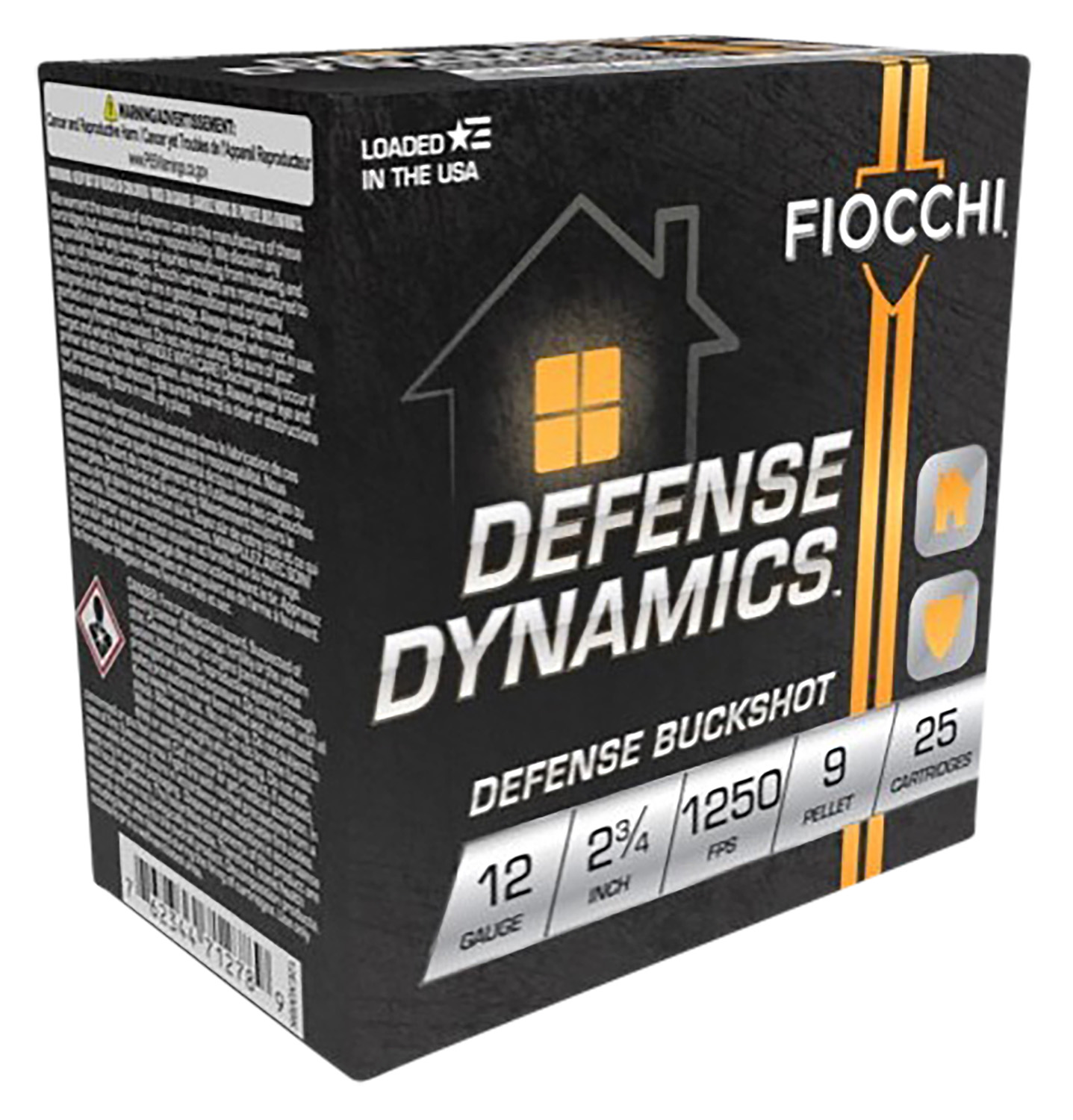 Fiocchi 12EX9P Defense Dynamics Defense Buckshot 12Gauge 2.75 25 Per Box/10 Case