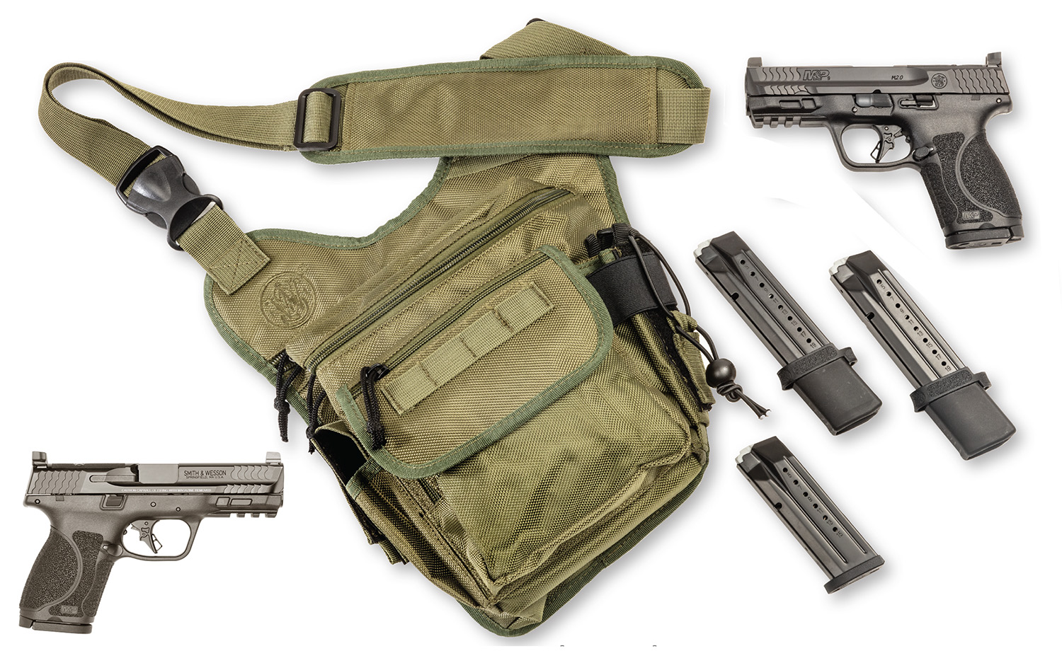 Smith & Wesson 13928 M&P M2.0 Compact Bug Out Bundle 9mm Luger 15+1(2)/23+1(2) 4", Black, Polymer Frame With Picatinny Rail, Optic Cut Slide, Includes Bug Out Bag (No Manual Safety)
