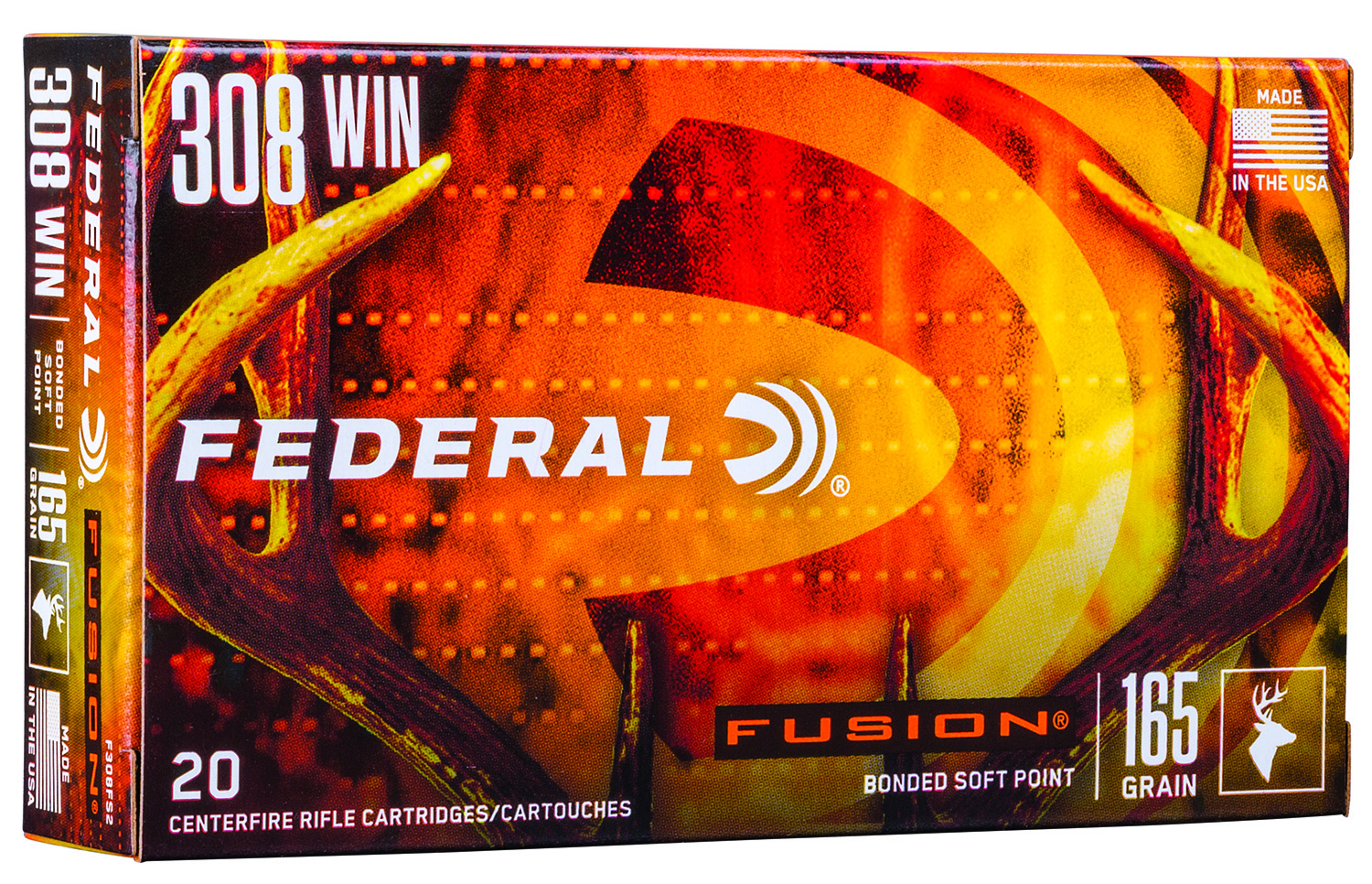 Federal F308FS2 Fusion  308Win 165gr Bonded Soft Point 20 Per Box/10 Case