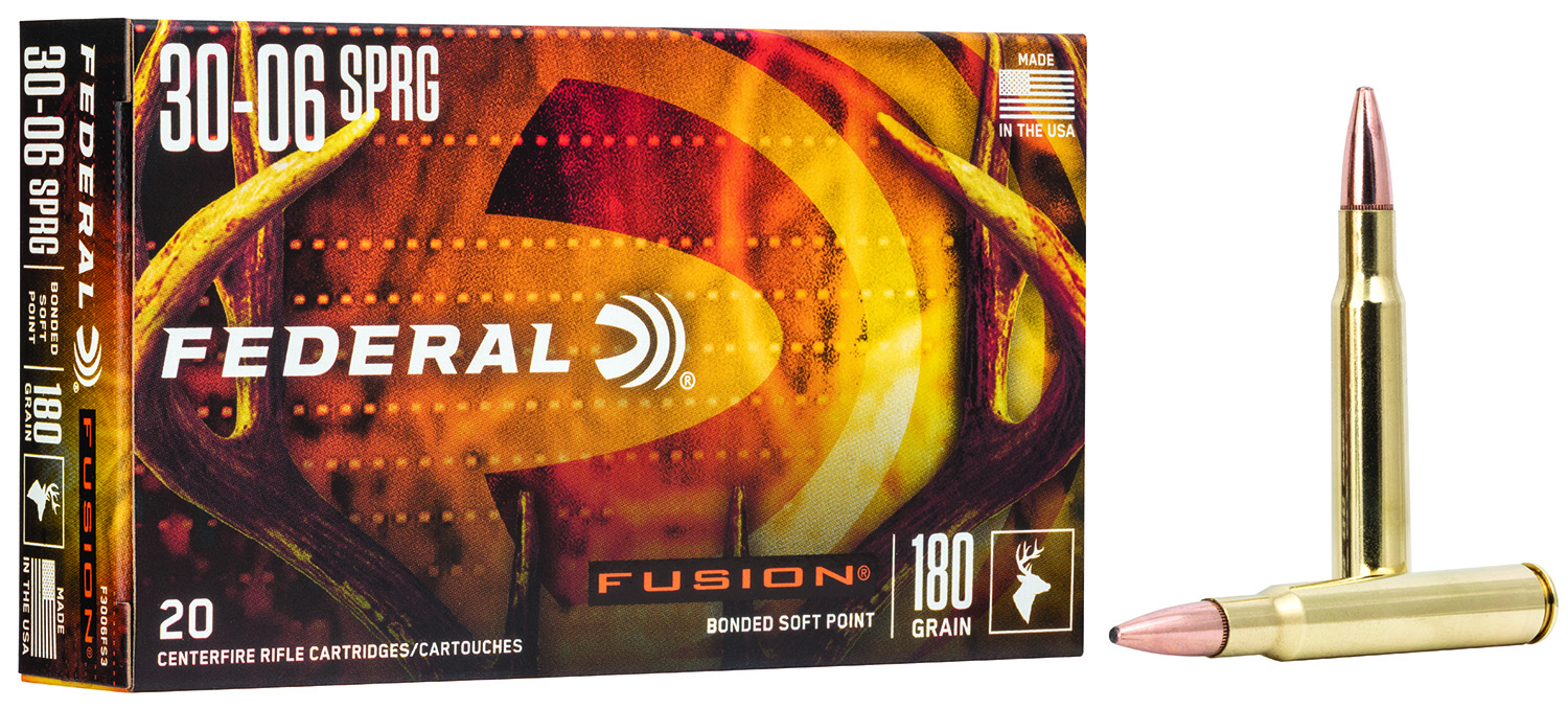 Federal F3006FS3 Fusion  30-06Springfield 180gr Bonded Soft Point 20 Per Box/10 Case