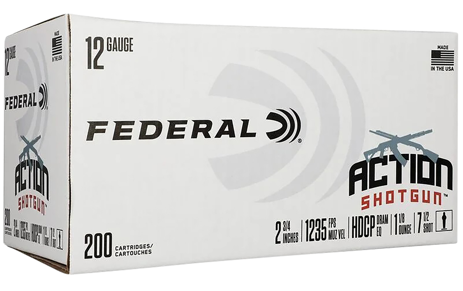 Federal AS12H75 Action Shotgun  12Gauge 2.75 1 1/8oz 7.5Shot 200 Per Box/1 Case Federal AS12H75 Action Shotgun  12Gauge 2.75 1 1/8oz 7.5Shot 200 Per Box/1 Case