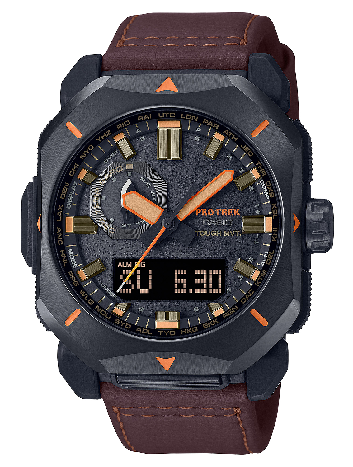 Casio PRW6900YL5 Pro Trek Black/Brown Digital Compass Watch 145-215mm