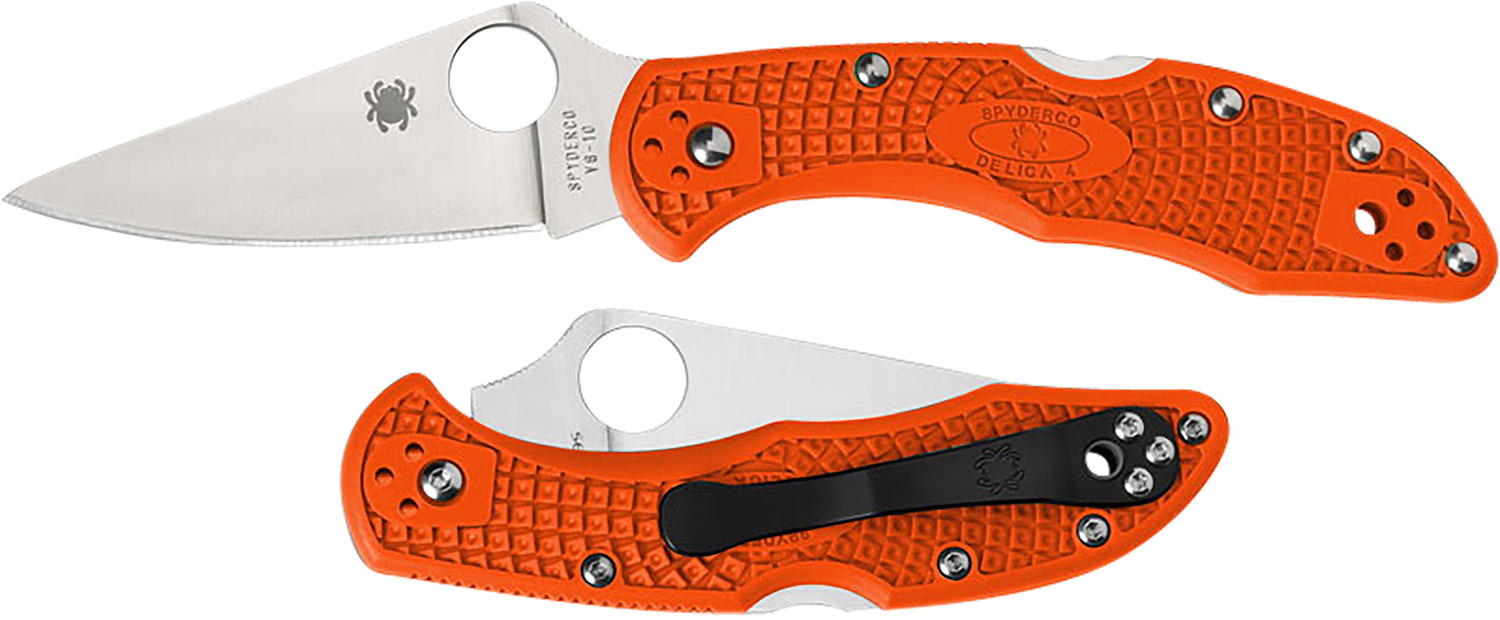 SPYDERCO Delica 4 Lightweight FRN Orange Folding Knife (C11FPOR) - Spyderco