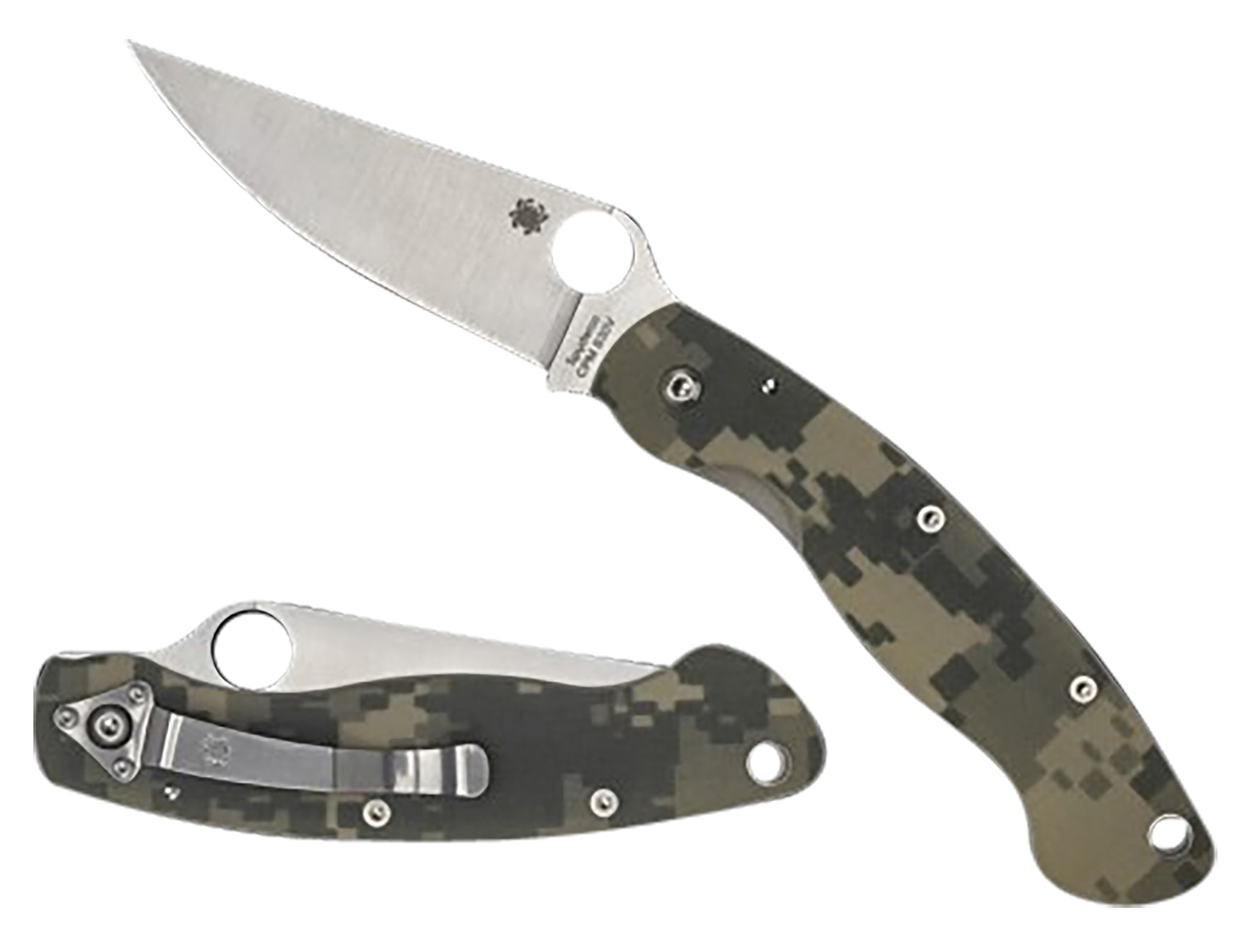 Spyderco Military C36GPCMO Folding Knife with Non-Reflective DLC Coated Blade, G-10 Handle, and Linerlock