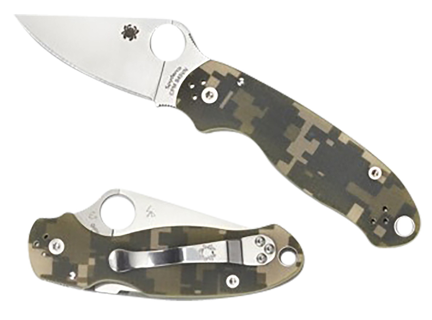 Spyderco C223GPCMO Para 3 Satin 3" Plain Edge Camo G-10 CPM S30V Blade - Spyderco