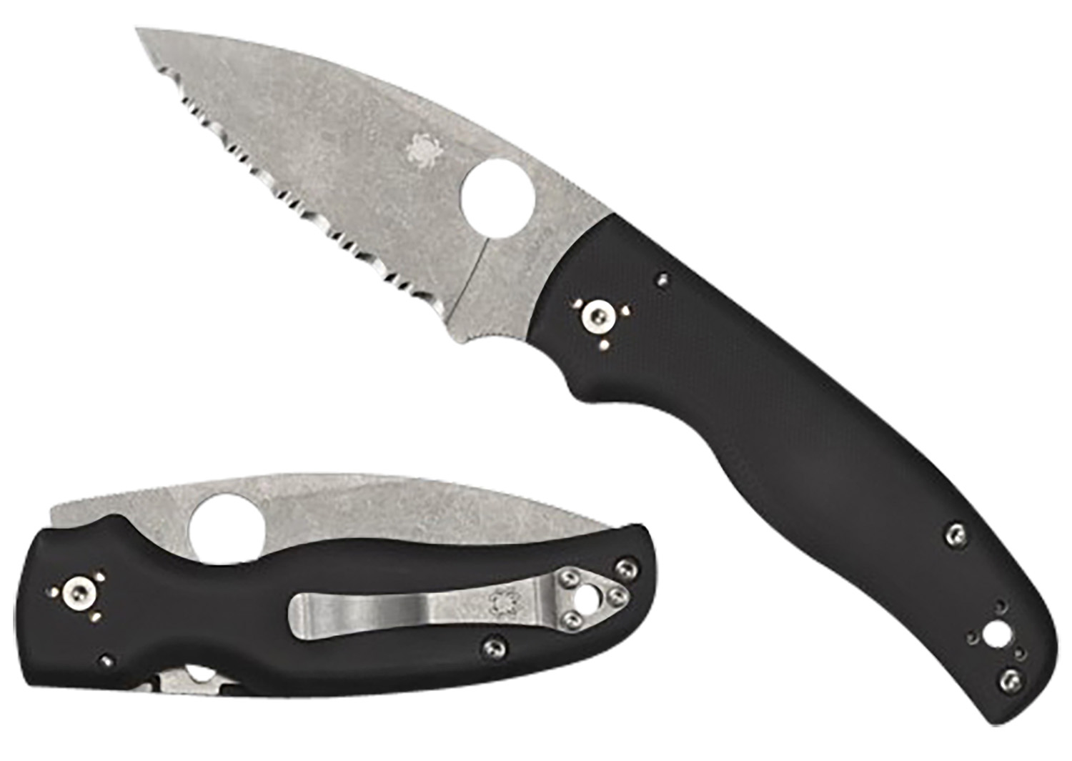 Spyderco C229gs Shaman 3.58in. Folding Serrated Stonewashed Cpm S30v Ss 