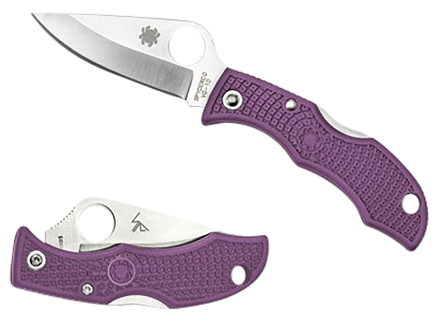 Spyderco LPRP3 Ladybug 3 Salt 1.94 Folding Plain Stonewashed H2 Steel Blade/Purple Bi-Directional Texturing FRN Handle